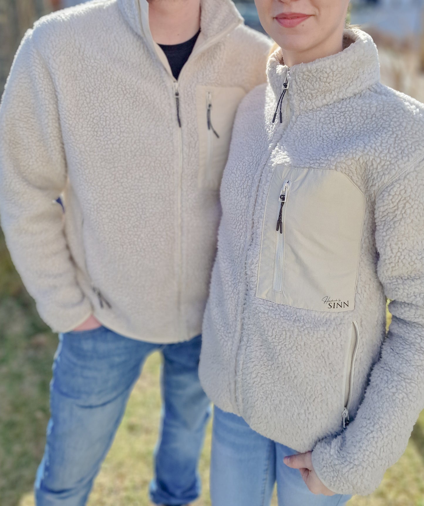 Partnerlook "Teddy-Fleecejacke" für Frauen&Männer in Beige