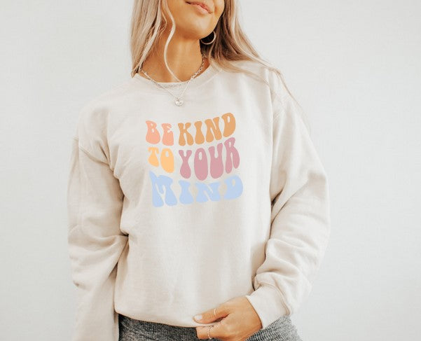 Damen Sweater/Tshirt "Be kind to your mind" pastell