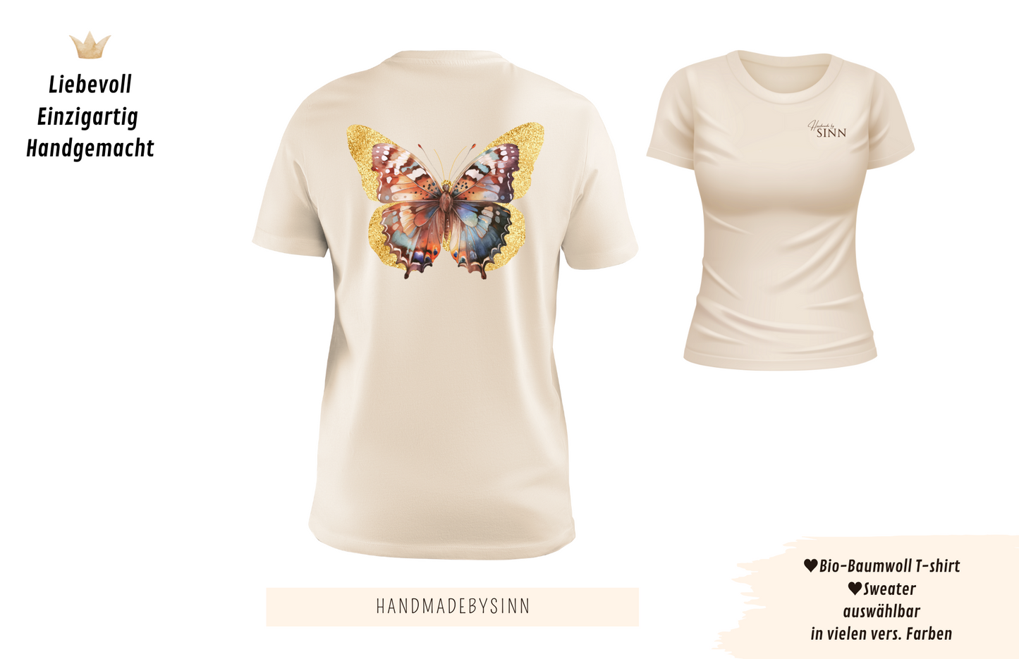 Damen Sweater/Tshirt "Gold Butterfly"