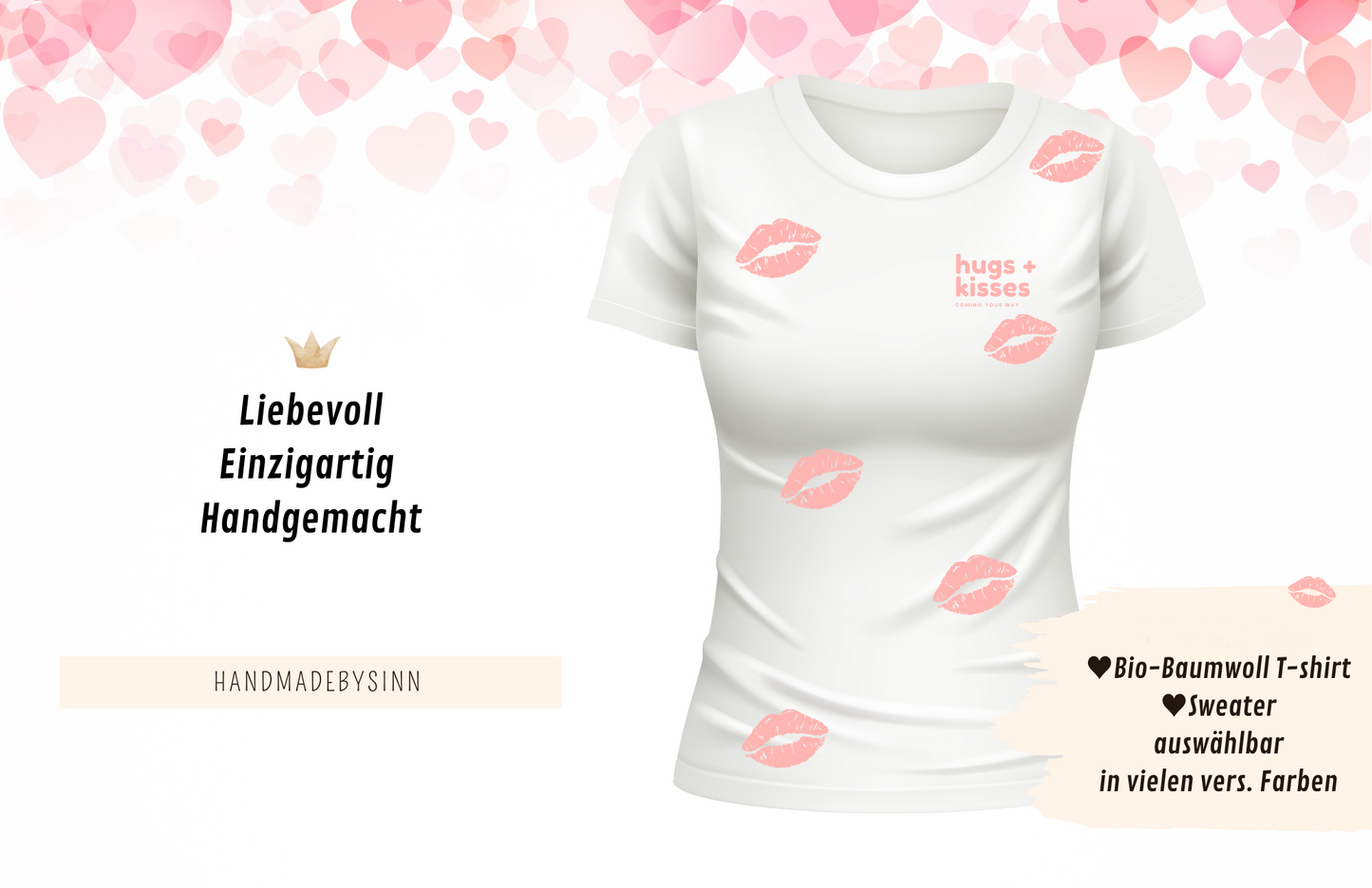 Damen Sweater/Tshirt "hugs & kisses"