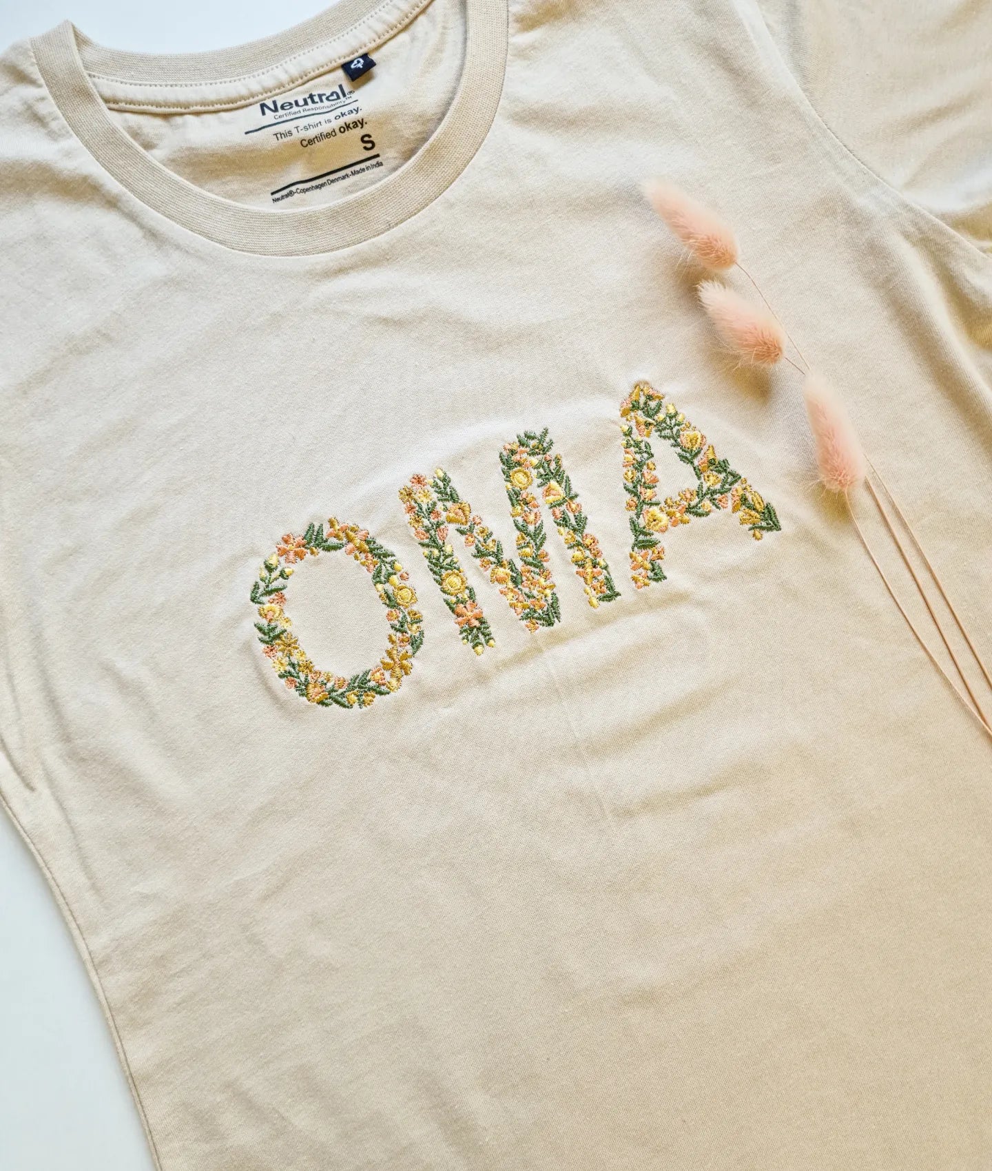 Damen Sweater/Tshirt "OMA" Blumestick Nr.2 Naturtöne
