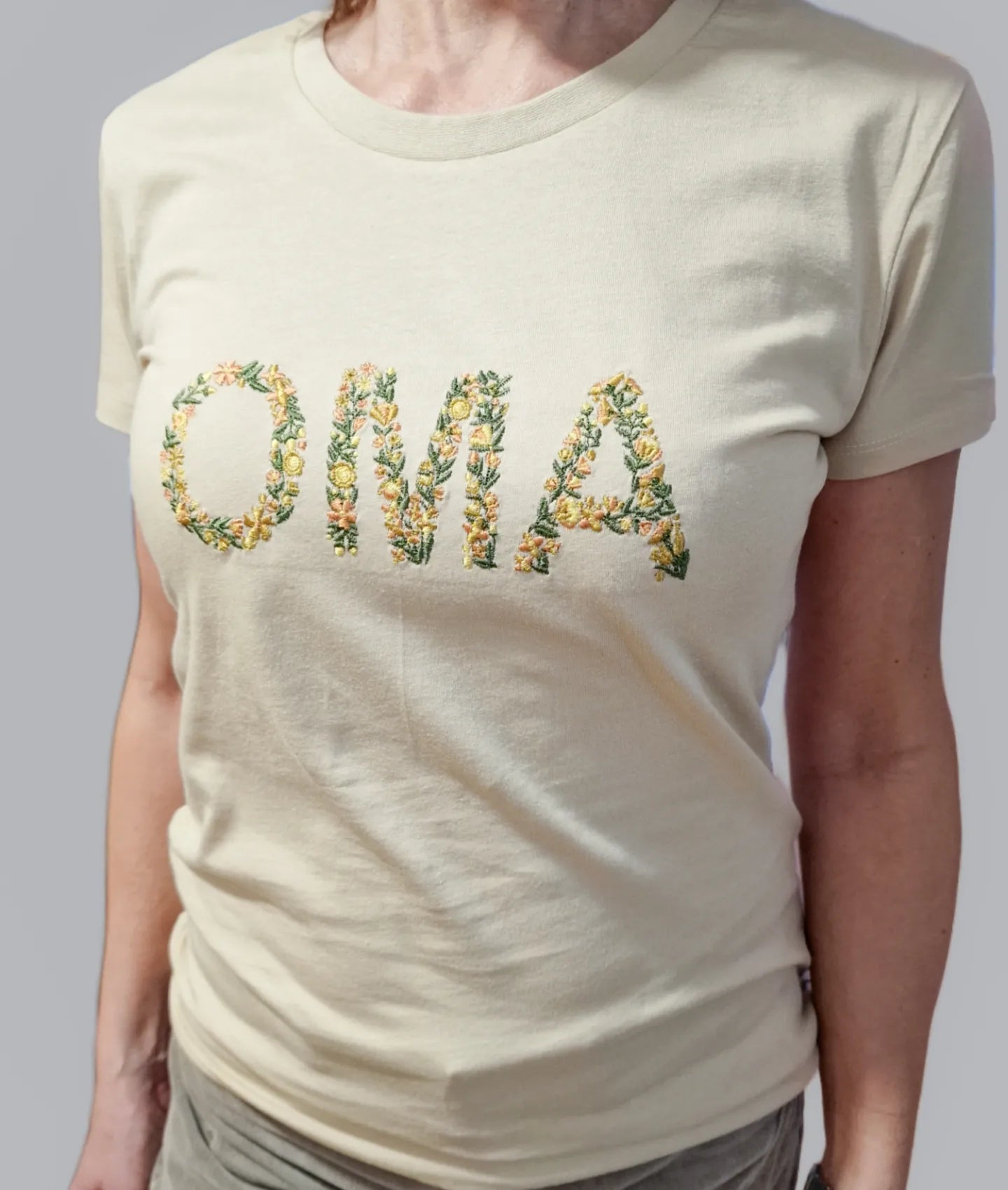 Damen Sweater/Tshirt "OMA" Blumestick Nr.2 Naturtöne