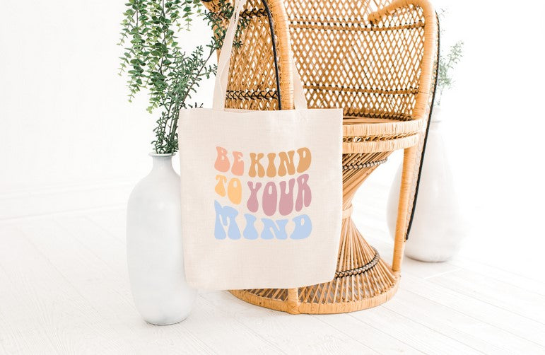 Baumwolltasche "Be kind to your mind" pastell