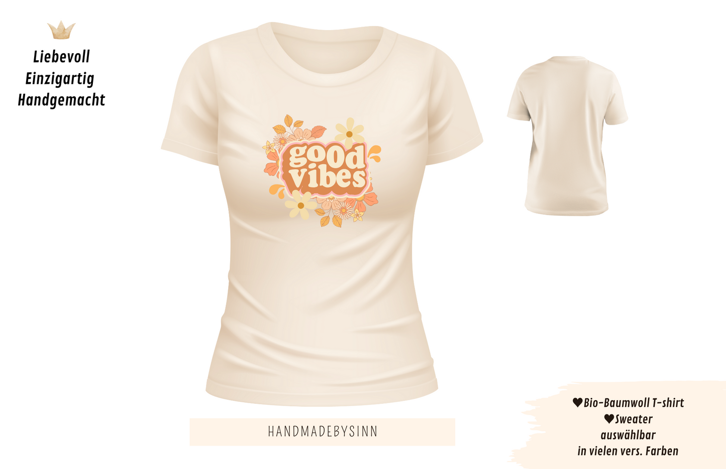 Damen Sweater/Tshirt "good vibes" Retro
