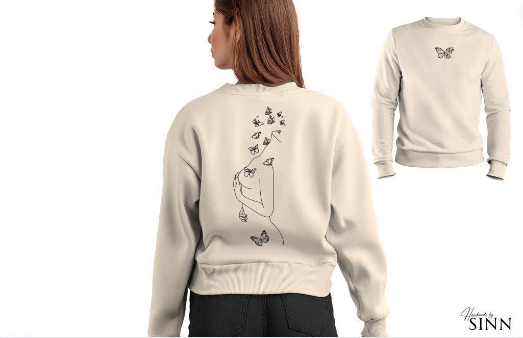 Damen Sweater "Line Art Female Body"