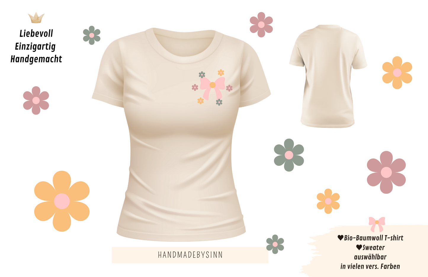 Damen Sweater/Tshirt "Flowers pastell"