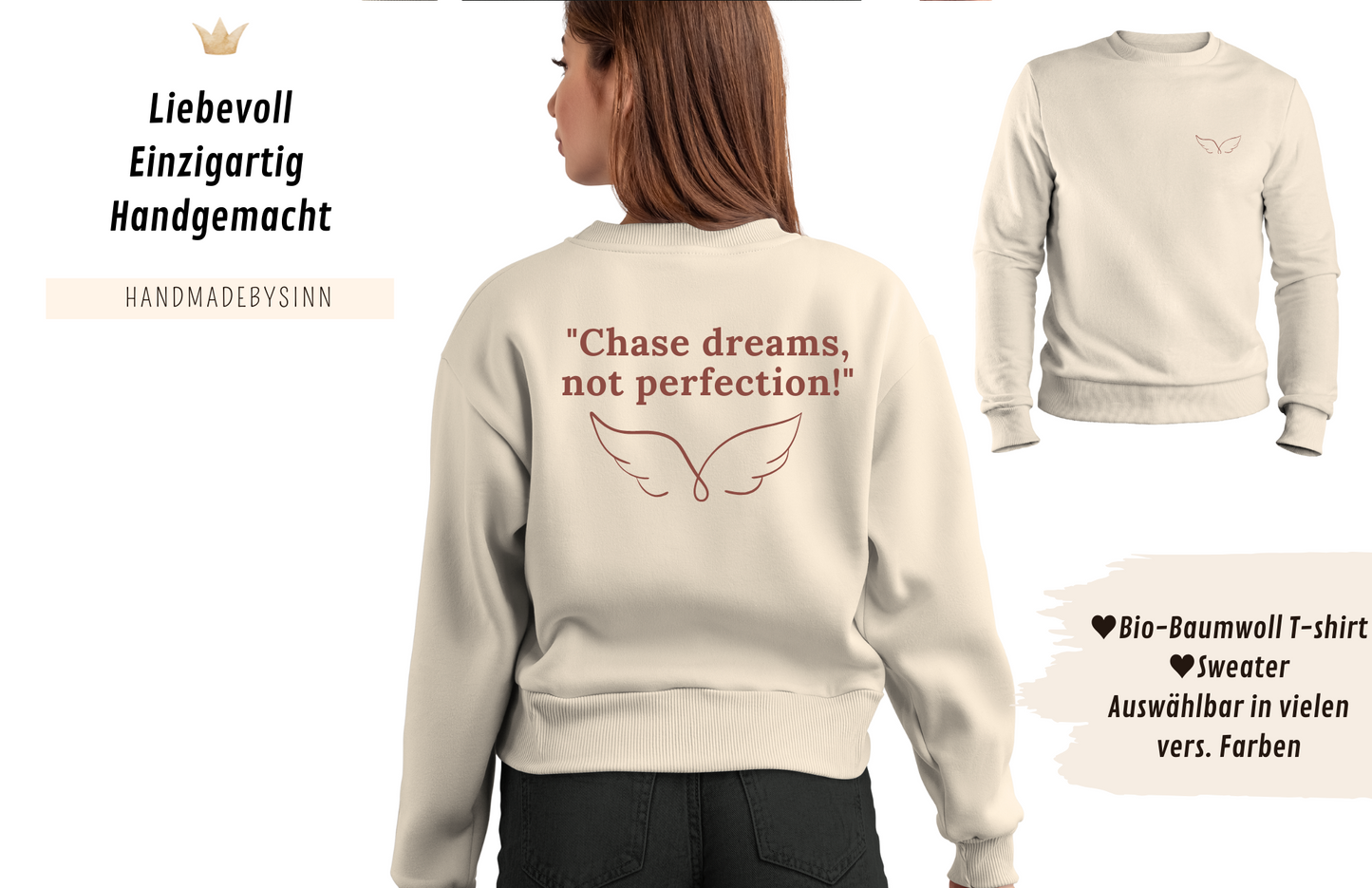 Partnerlook Sweater/Tshirt "Chase dreams, not perfection"