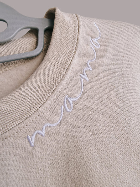 Damen Sweater/Tshirt "mama" geschwungen mit Rückenstick