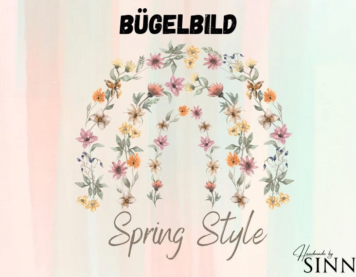 Kopie von Bügelbild  "Spring Style" Blütenregenbogen