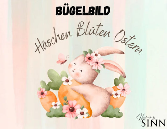 Bügelbild  "Häschen Blüten Ostern"