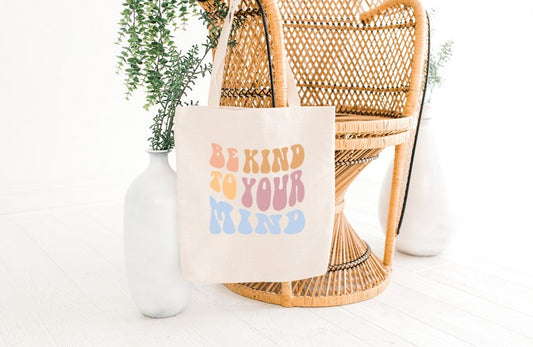 Baumwolltasche "Be kind to your mind" pastell