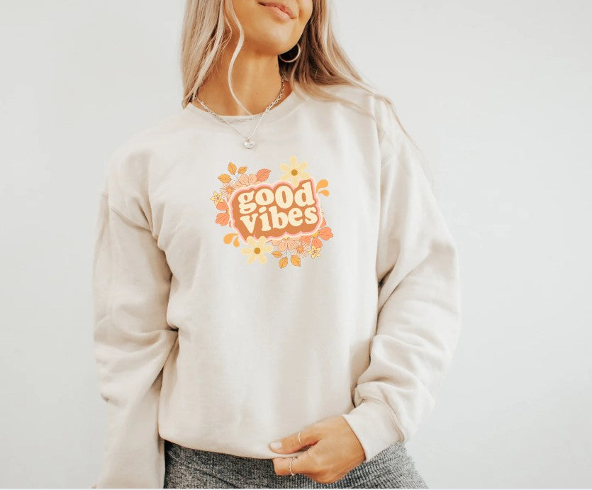 Damen Sweater/Tshirt "good vibes" Retro