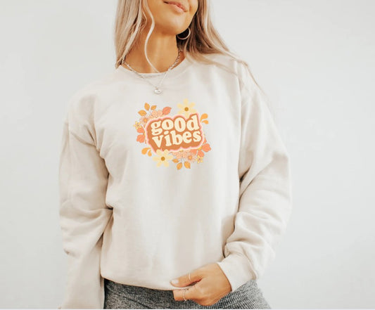 Damen Sweater/Tshirt "good vibes" Retro